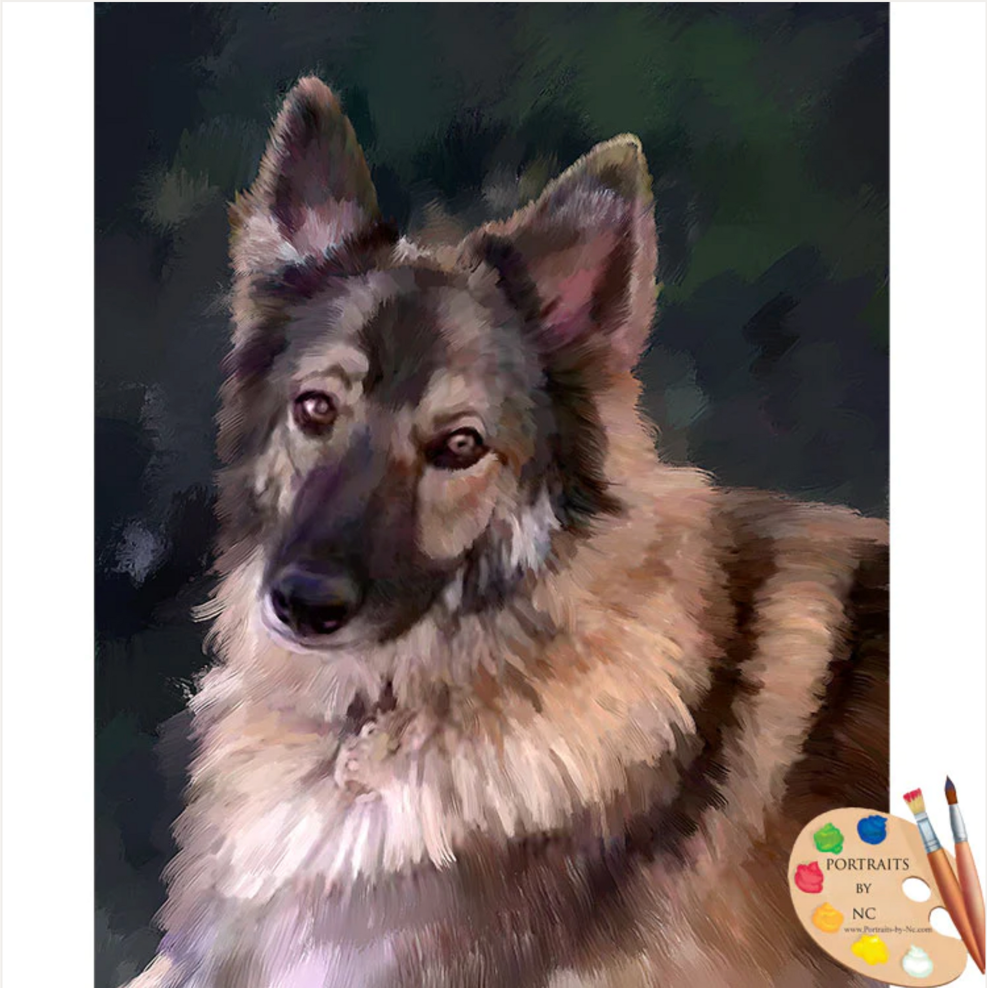 German Shepherd Digital Portrait commissioned portrait