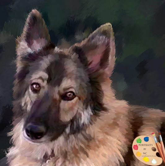 German Shepherd Digital Portrait face detail