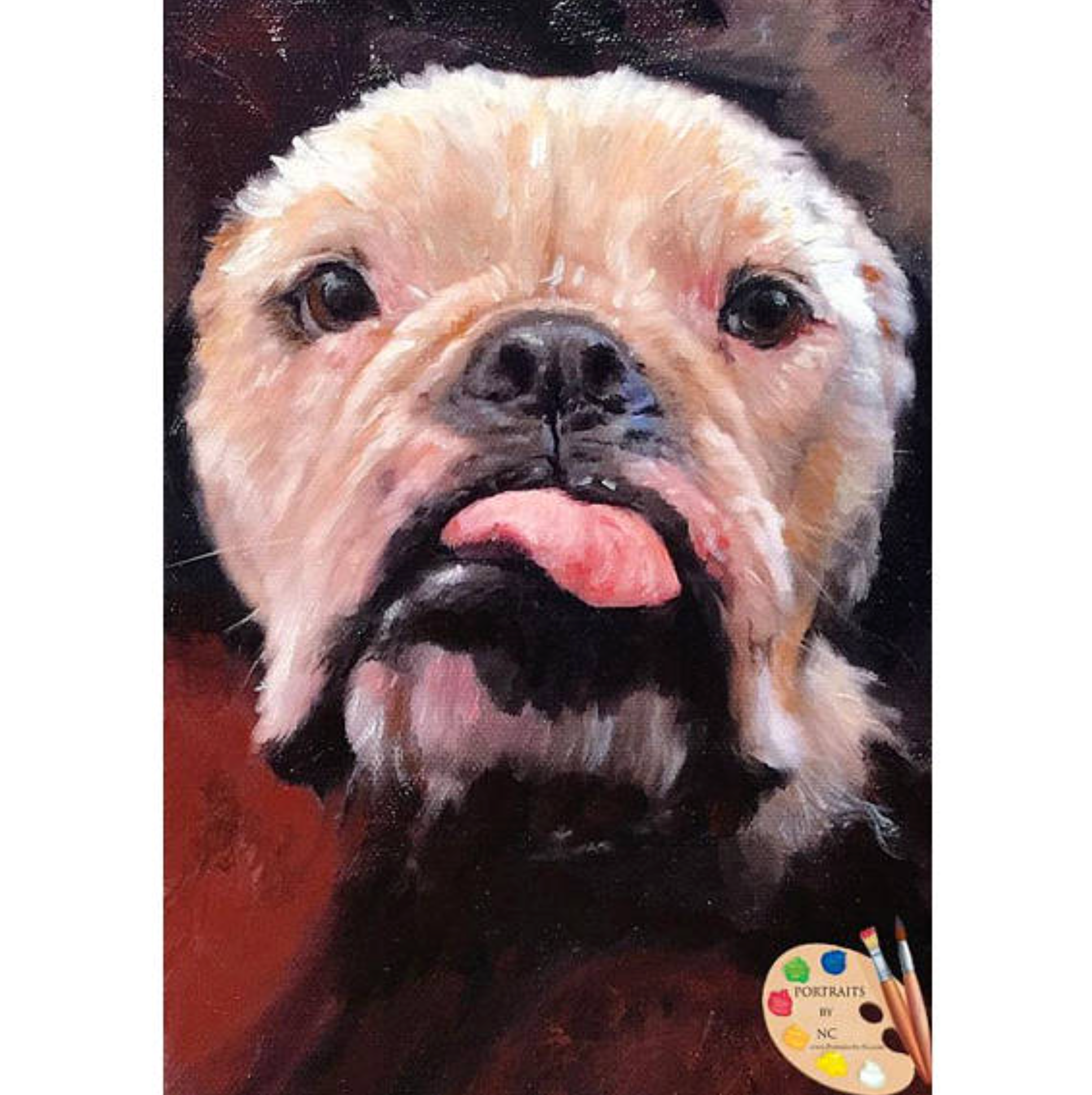 Bulldog Oil Portrait - Bulldog Painting from Photo large