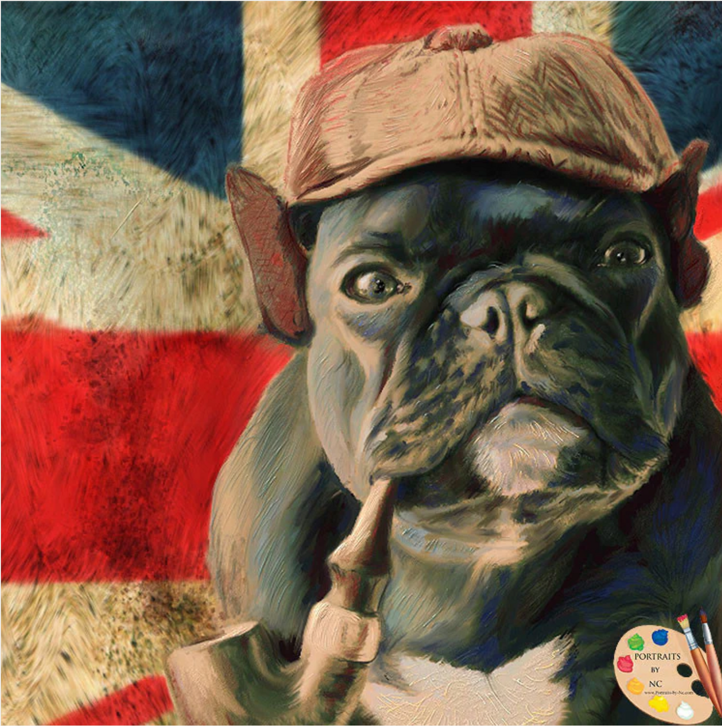 French Bulldog Trotter - Digital Portrait face