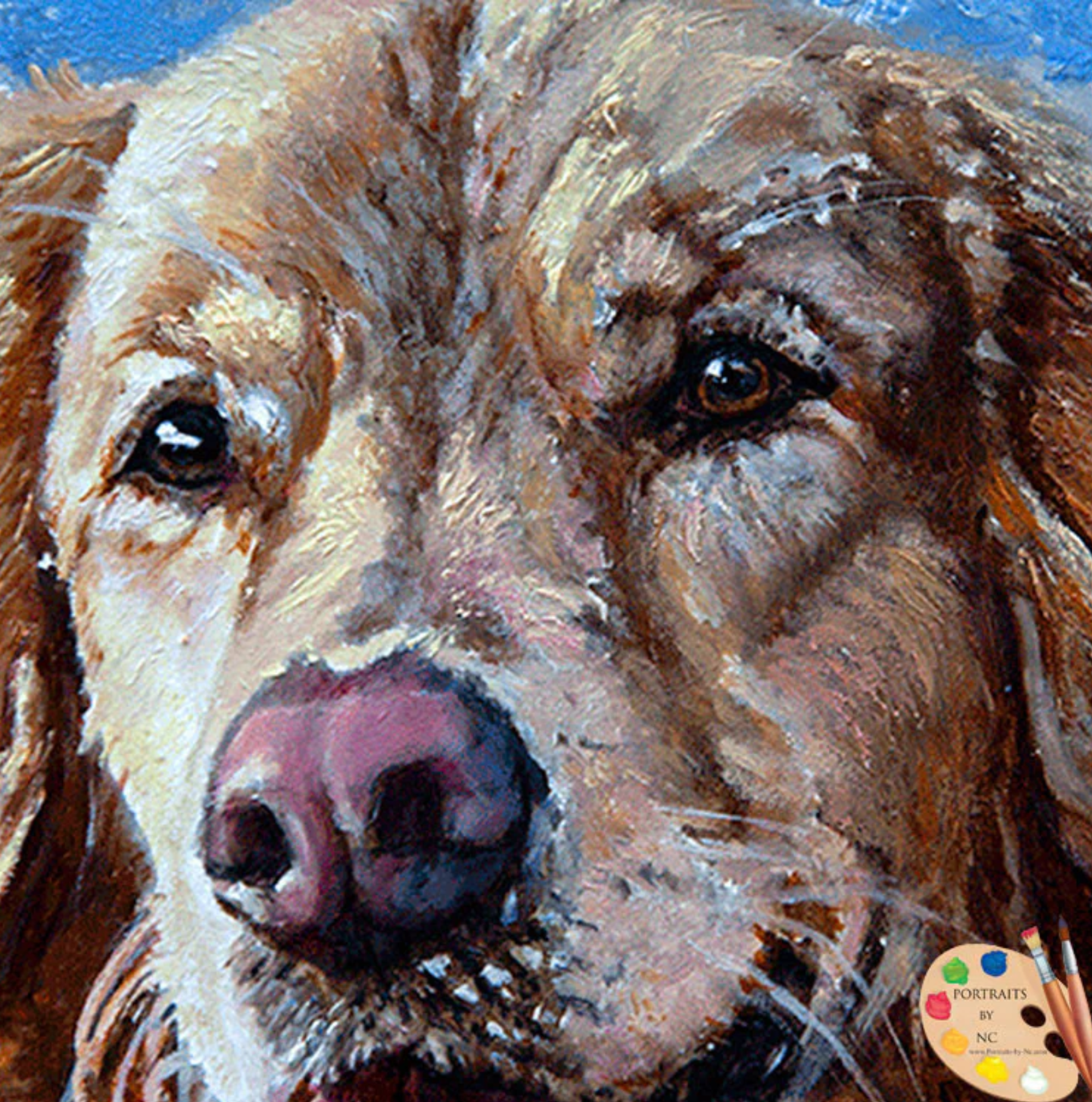 Brown Labrador Dog Oil Portrait eye detail