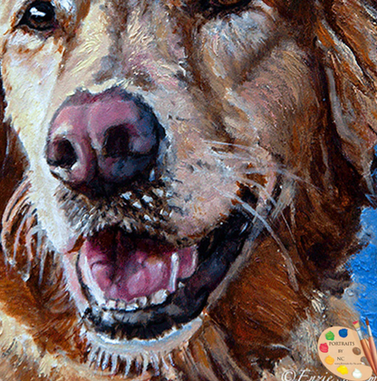 Brown Labrador Dog Oil Portrait detail of muzzle