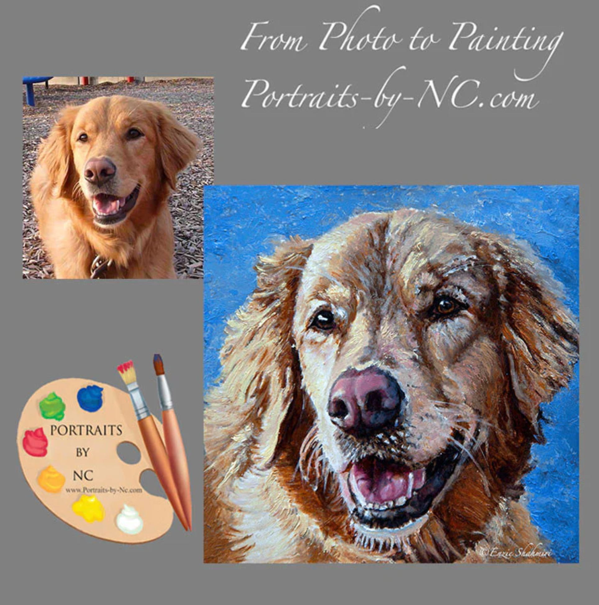 Brown Labrador Dog Oil Portrait from photo