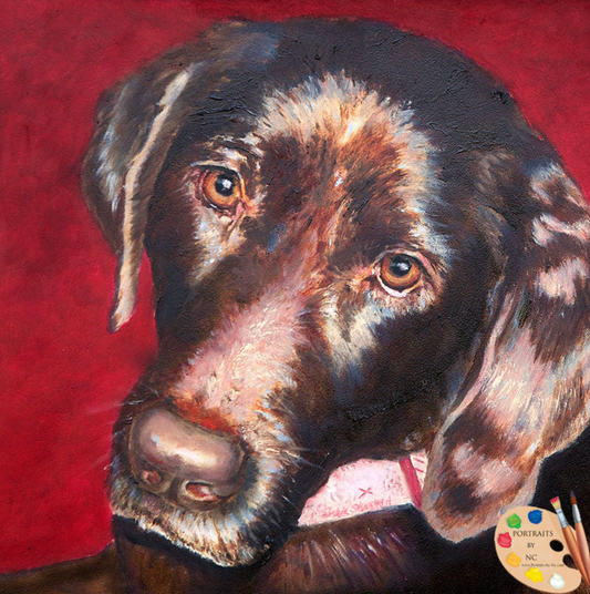 Brown Labrador Oil Painting