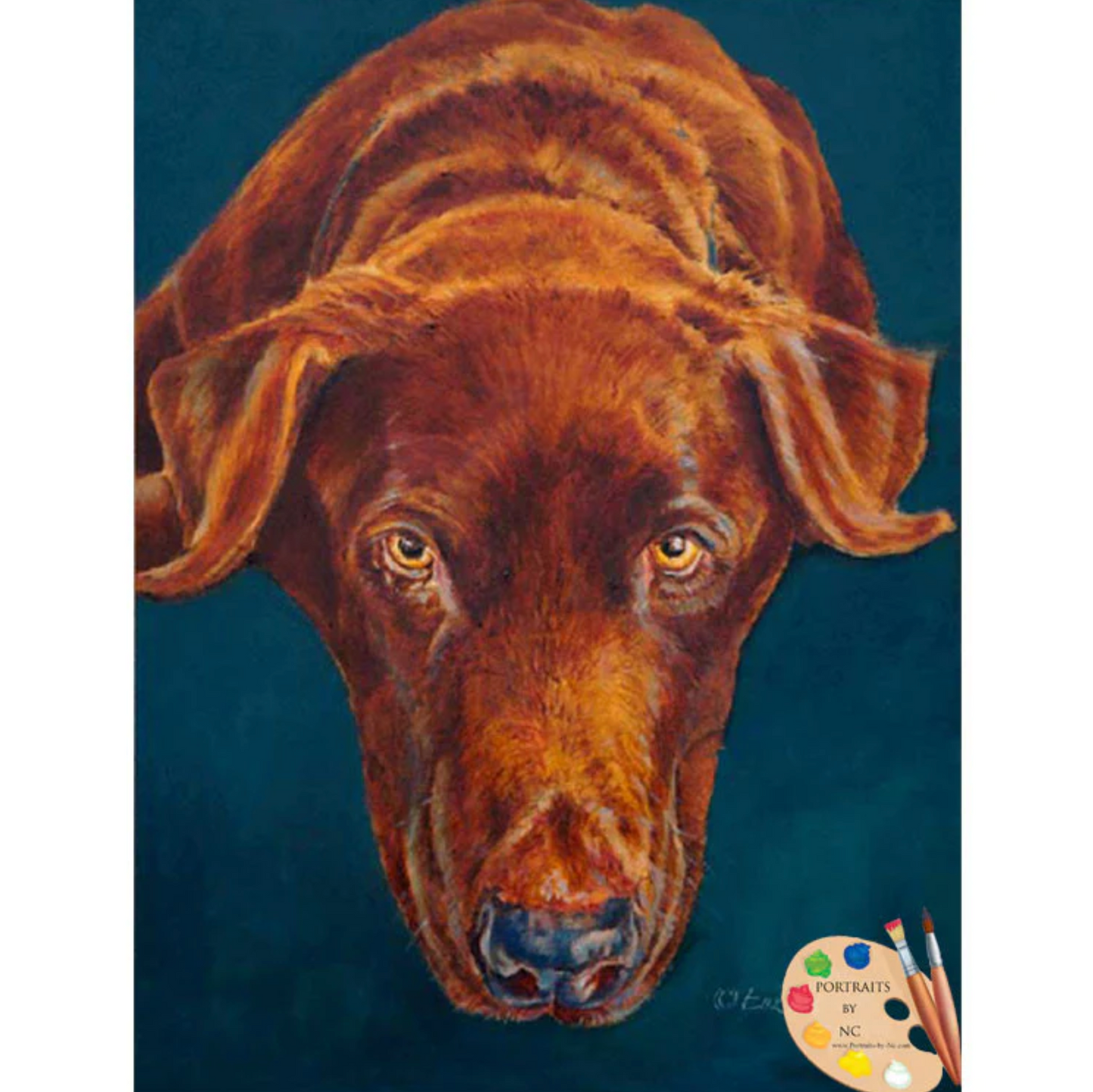 Brown Labrador Custom Painted Oil Portrait large