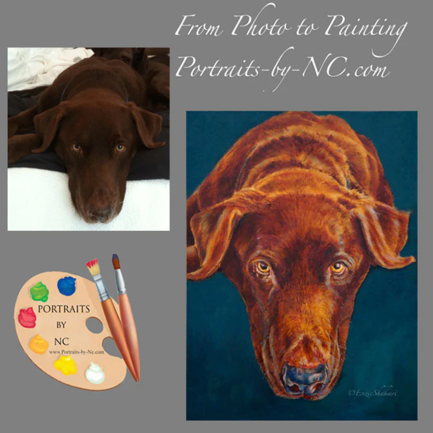Brown Labrador Custom Painted Oil Portrait from photo