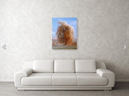 Stretched Canvas Print - The Lone Willow Tree - Landscape Print over sofa