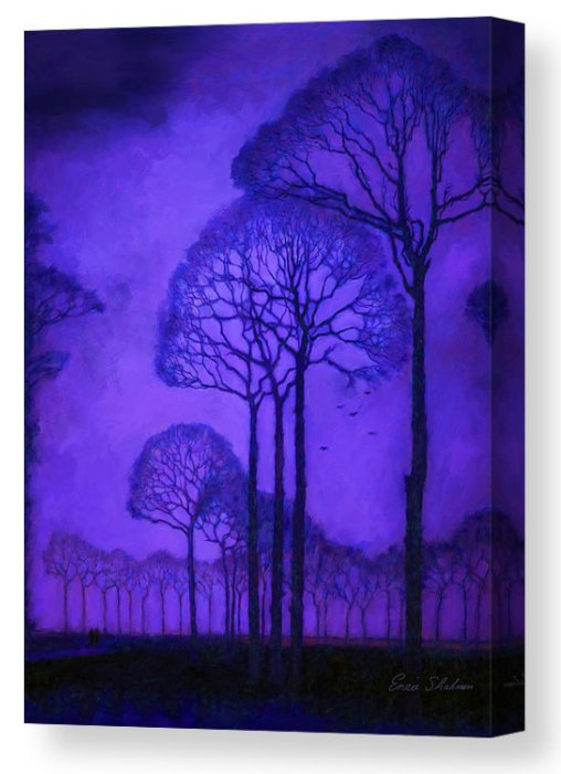 Stretched Canvas Print - Twilight Walk in the Park - Landscape Print - Trees