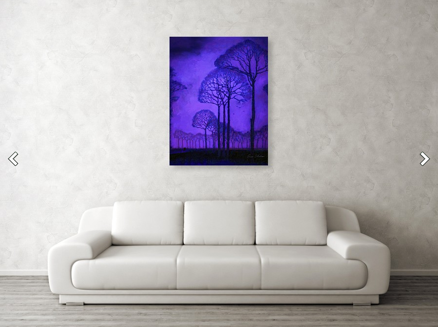 Stretched Canvas Print - Twilight Walk in the Park - Landscape Print over sofa