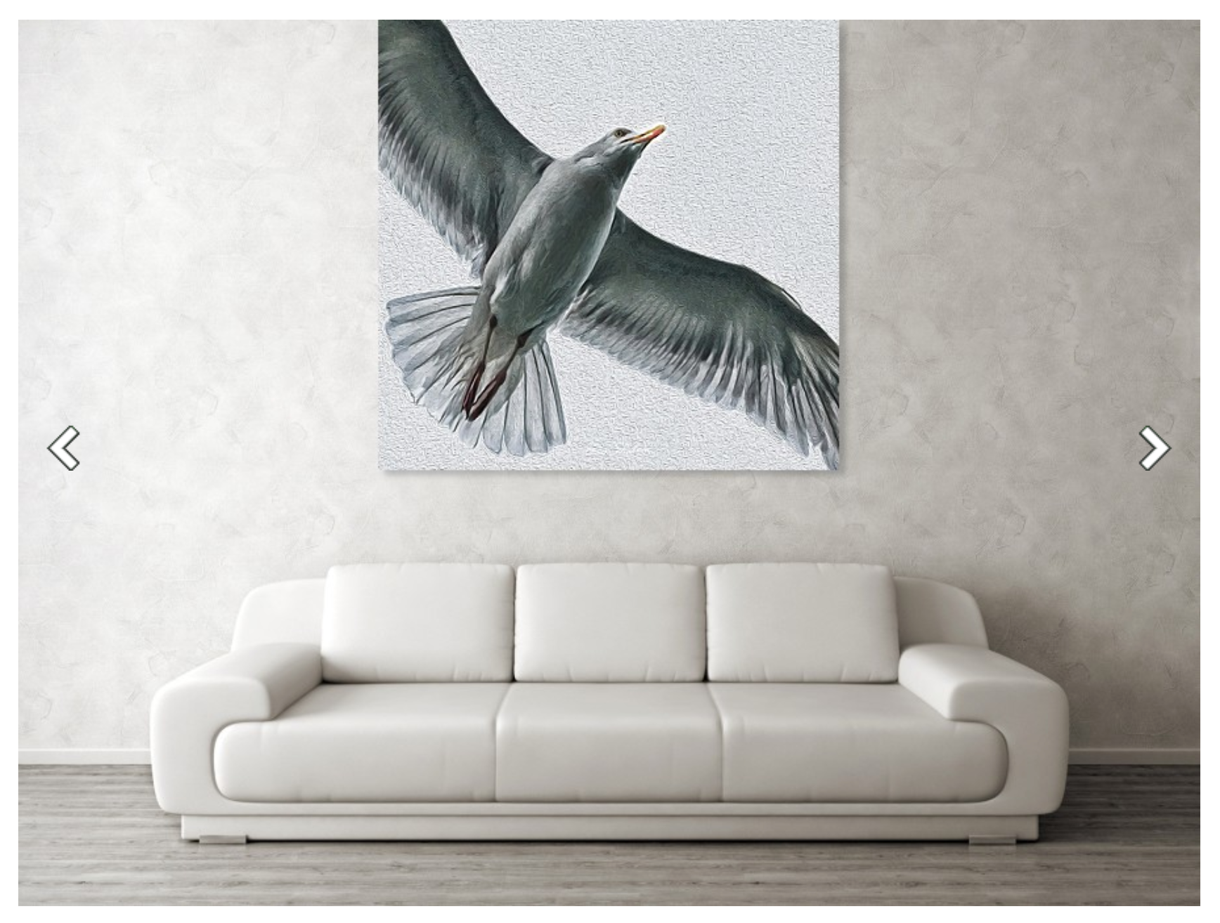 Seagull Metal Print over sofa