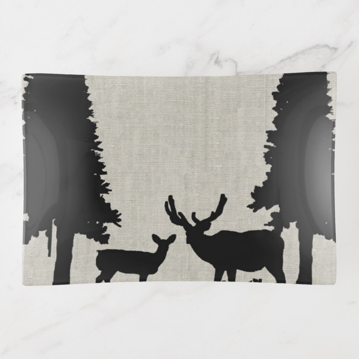 Trinket Tray - Country Style - Deer in Forest - Rectangle Medium