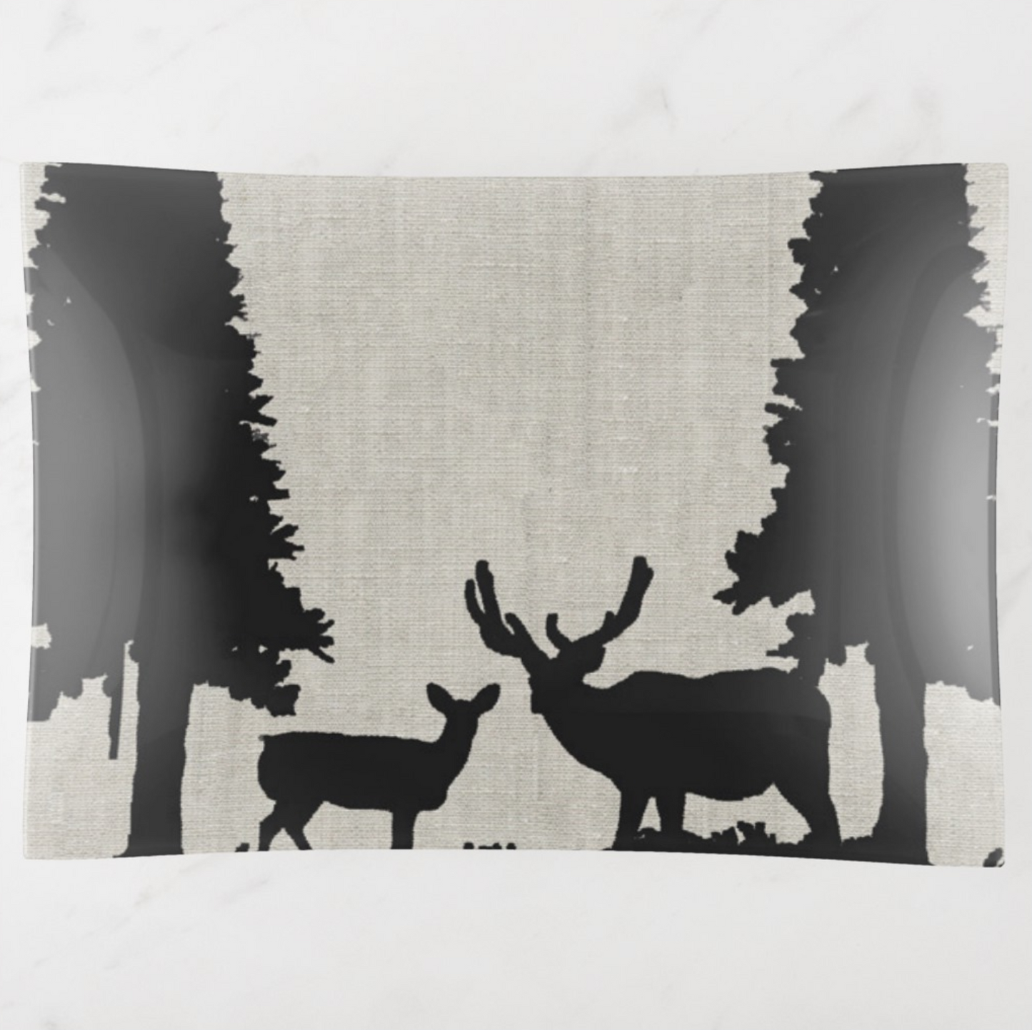 Trinket Tray - Country Style - Deer in Forest - Rectangle Large