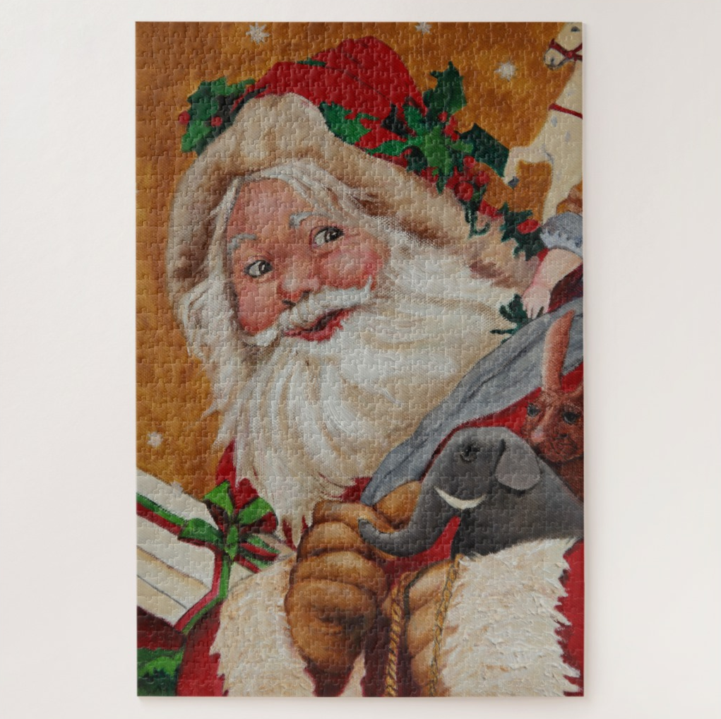 Christmas Jigsaw Puzzle -Jolly Santa Claus - Portraits by NC