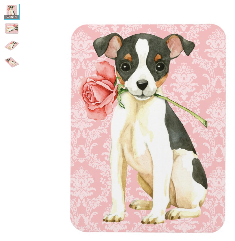 Valentine Rose Magnet - Fox Terrier Small