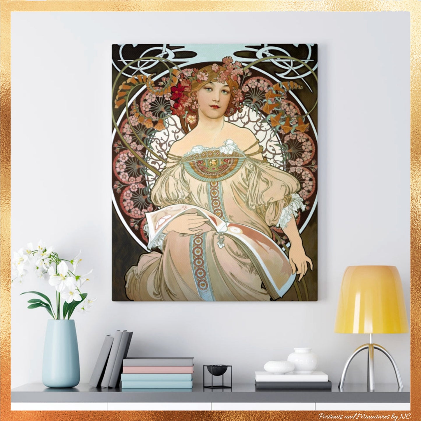 Day Dream After Alphonso Mucha - Stretched Canvas Print
