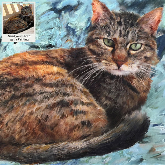 Portrait à l'huile de chat tigré 11x14 pouces