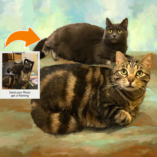 Portraits à l'huile de chat tigré peints sur mesure