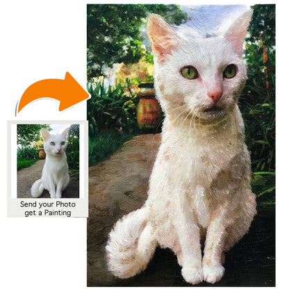 White Cat Oil Portrait