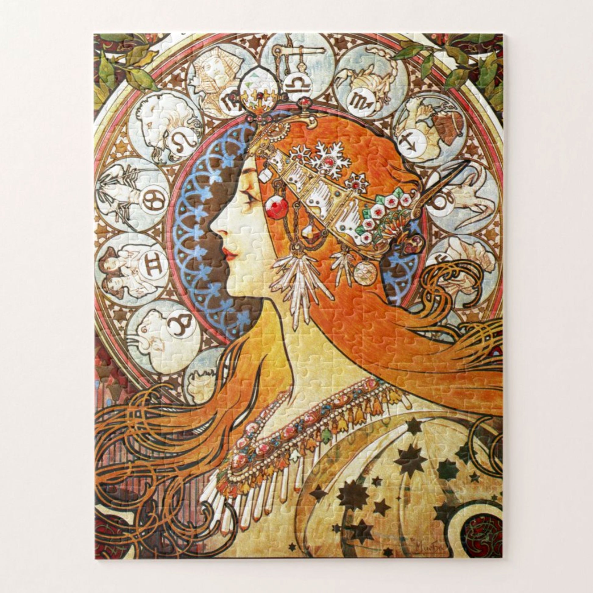 Alphonse Mucha La Plume Zodiac Art Nouveau Vintage Jigsaw Puzzle