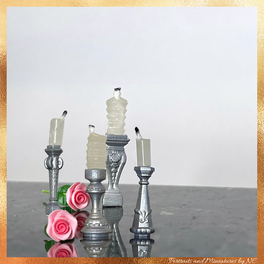French Style Miniature Candle Sticks for  1 12 scale Dollhouse