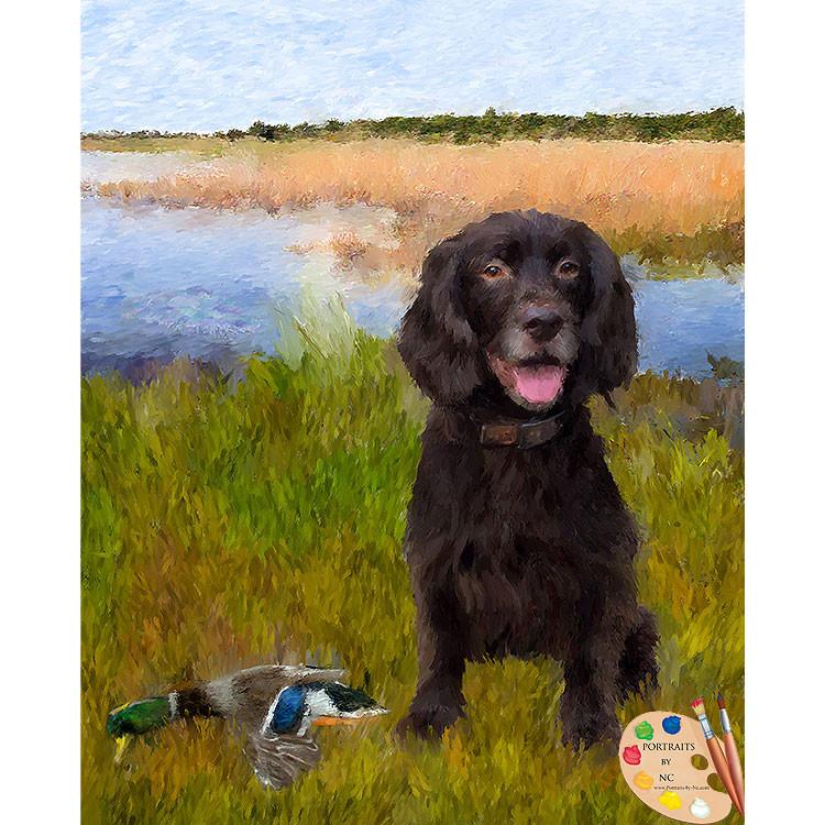Water Spaniel Custom Dog  Painting
