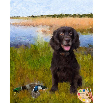 Water Spaniel Custom Dog  Painting