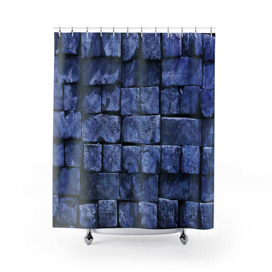 Rideaux de douche - Conception de briques bleues