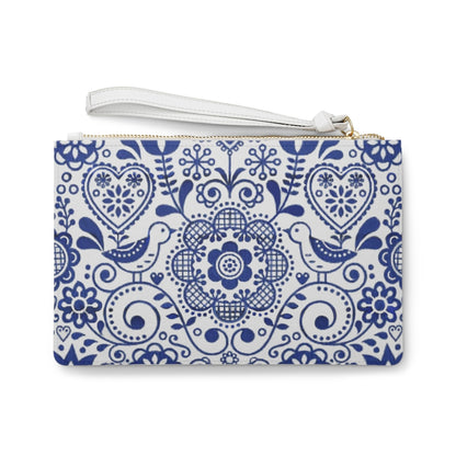 Clutch Bag Blue and White Dutch Design with white strap