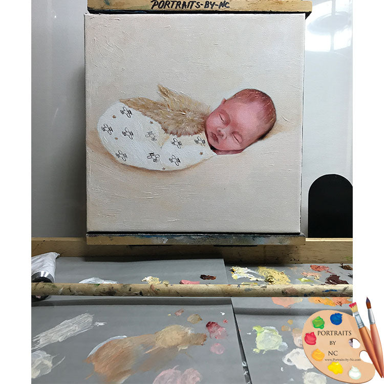 baby on easel