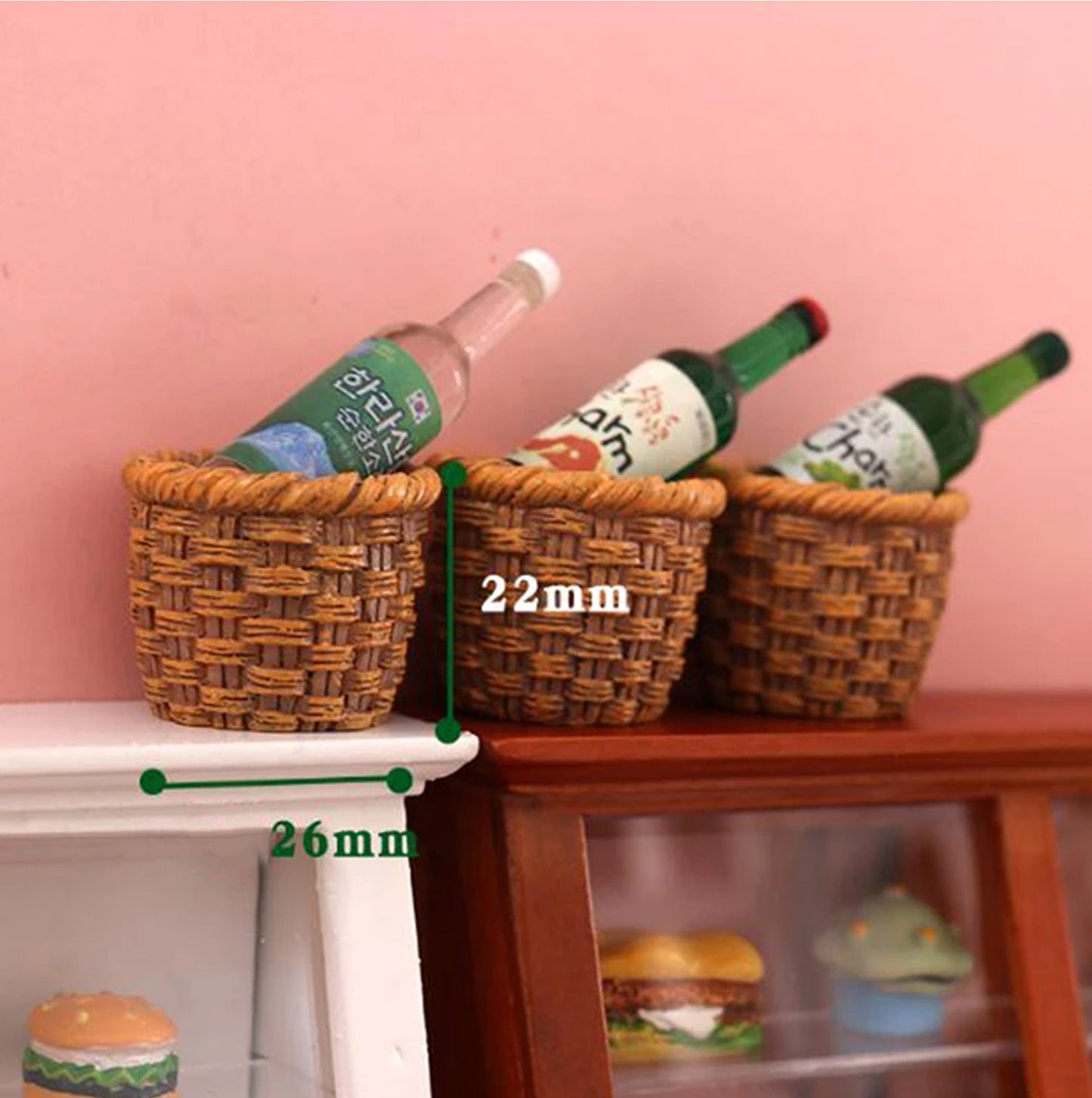 dollhouse basket filled with bottles size
