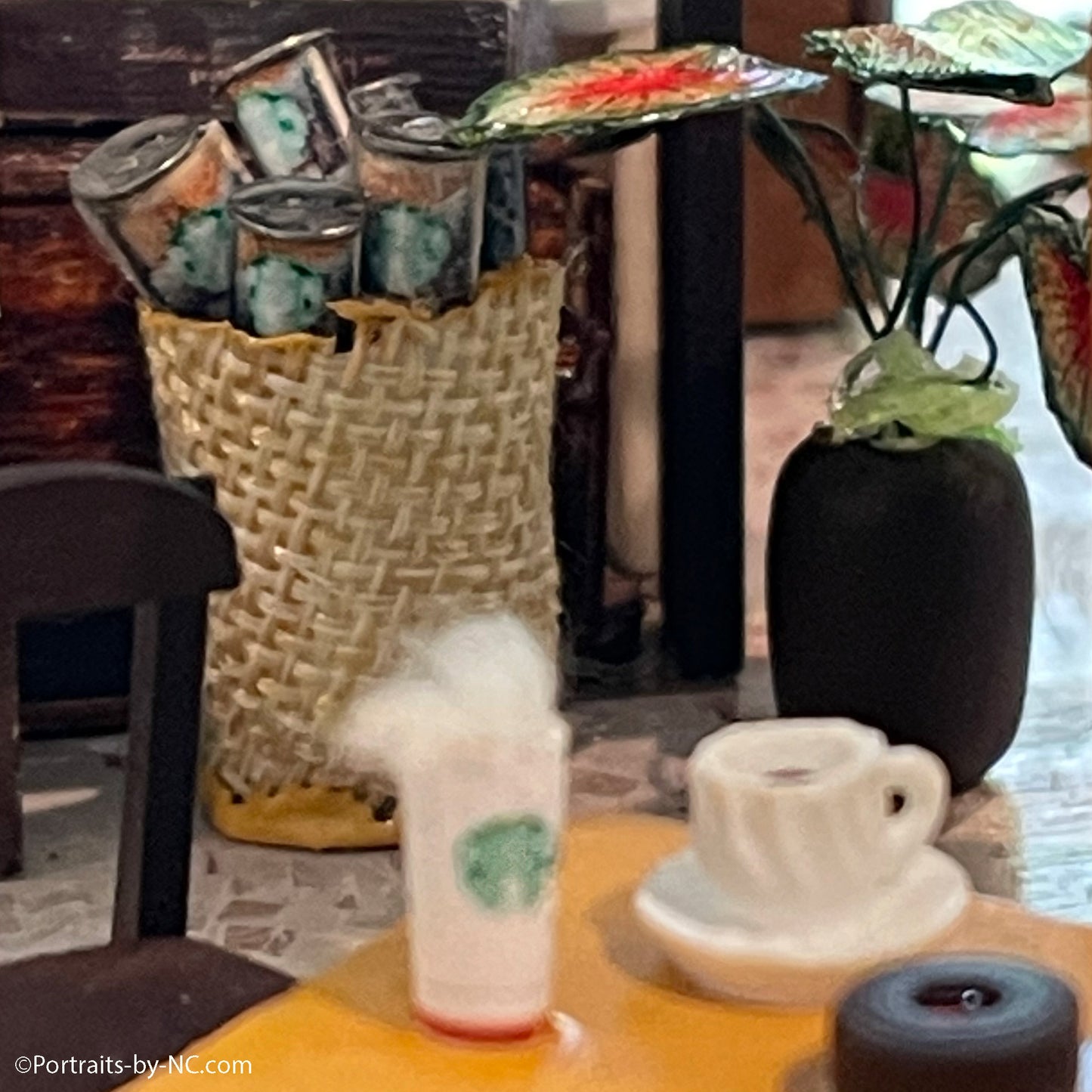 basket with drinks at starbucks
