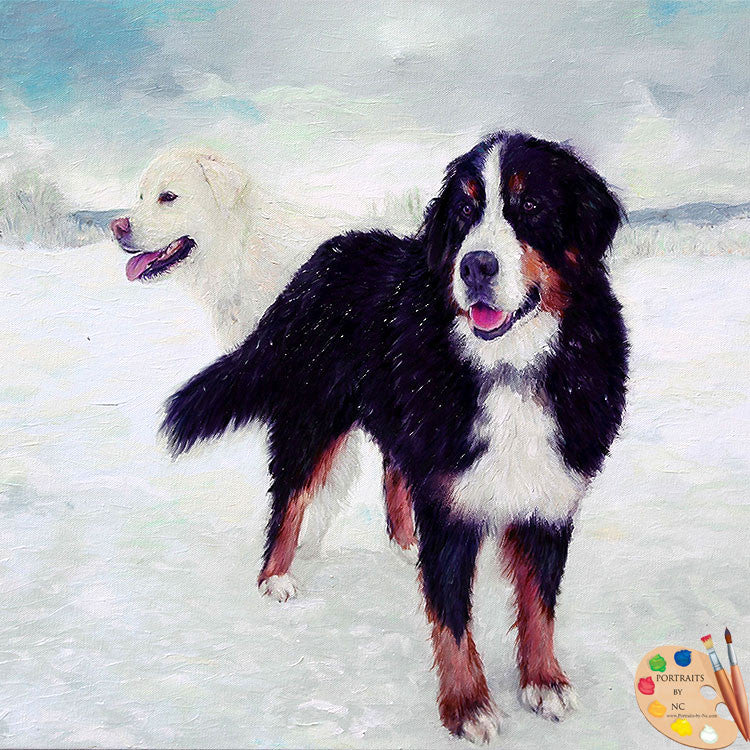 Great Pyrenees and Bernese Dog Portrait 414