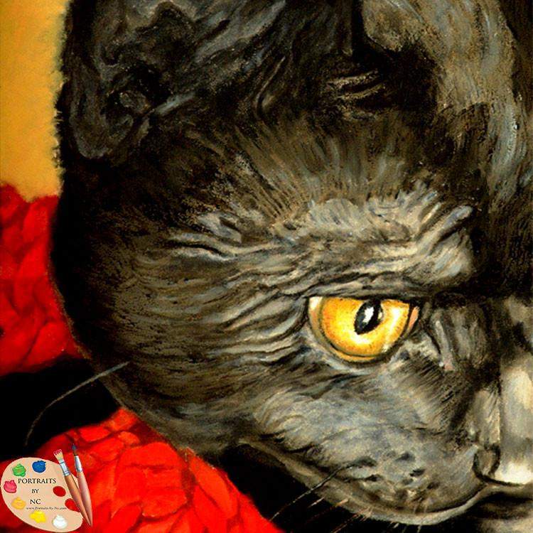 Black Cat Portrait  - Cat Portraits in Oil from Your Photo 75 - Portraits by NC