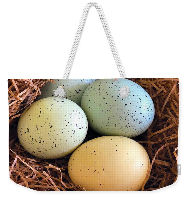 Blue And Yellow Easter Eggs - Weekender Tote Bag - Portraits by NC