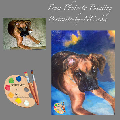 Boxer Puppy Oil Portrait - Portraits by NC