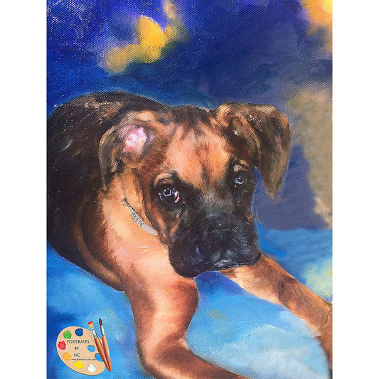 Boxer Puppy Oil Portrait  - Portraits by NC