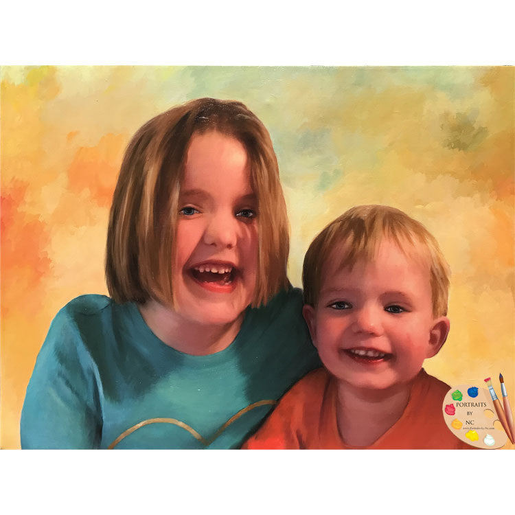 Siblings Oil Portrait