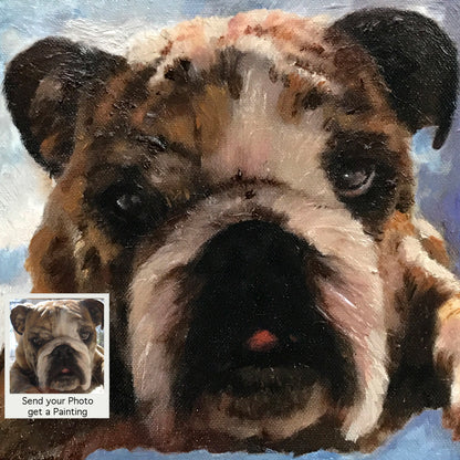 Brown Bulldog Oil Portrait
