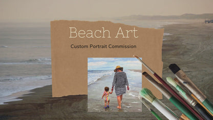 Stroll on the Beach - Custom Family Portrait in Oil