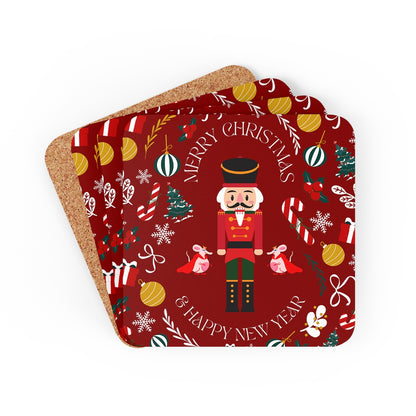 Nut Cracker - Christmas Corkwood Coaster Set