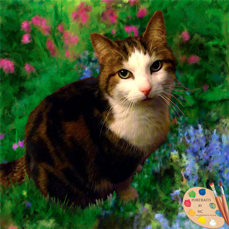 cat in grass portrait 611