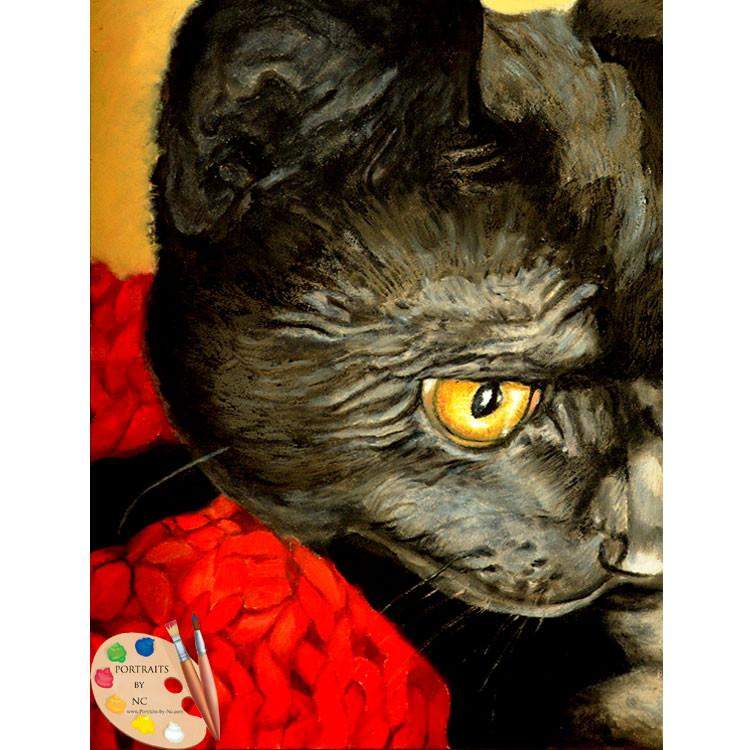 Black Cat Portrait  - Cat Portraits in Oil from Your Photo 75 - Portraits by NC
