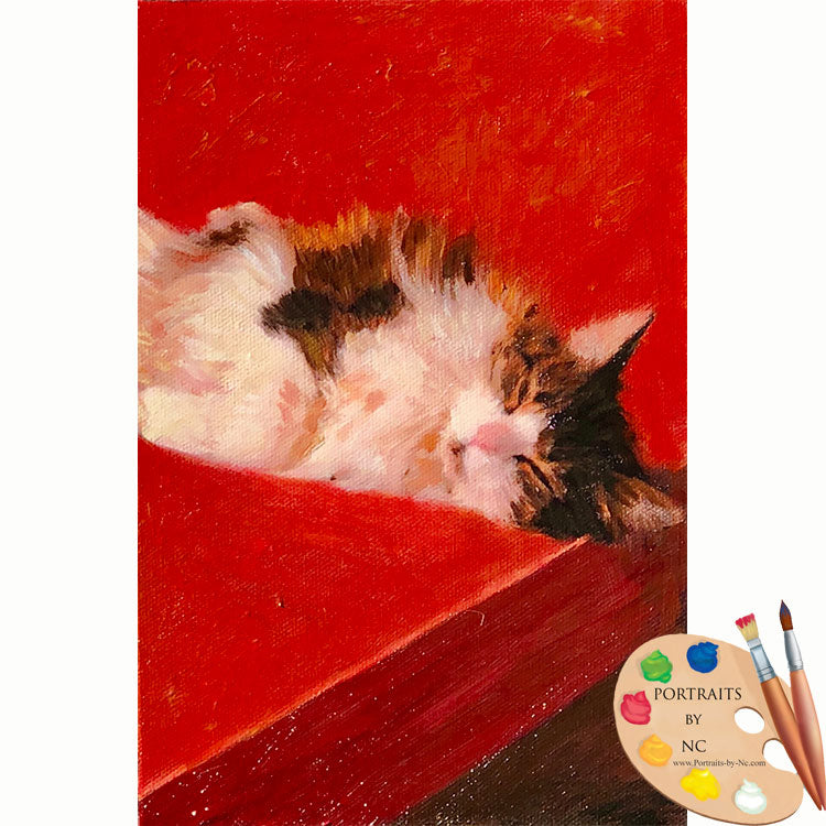 Tabby Cat Oil Portrait 624