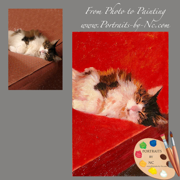 Tabby Cat Oil Portrait from Photo 624