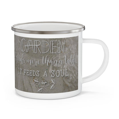 Enamel Camping Mug with Gardening Quote - Gifts for Gardeners