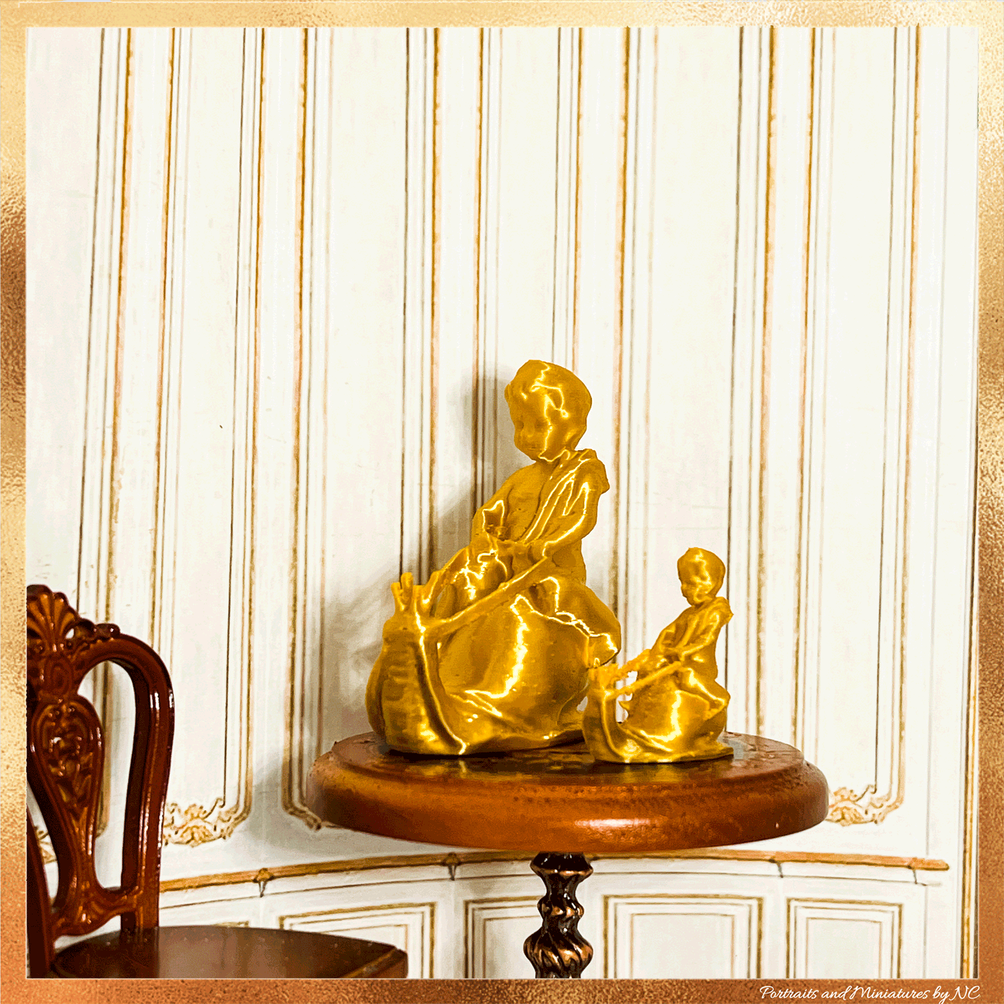 Cherub on Snail Dollhouse accessory 1/24 and 1/12 scale front views