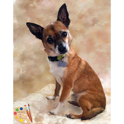 Sweet Looking Chihuahua Pet Portrait in Oil
