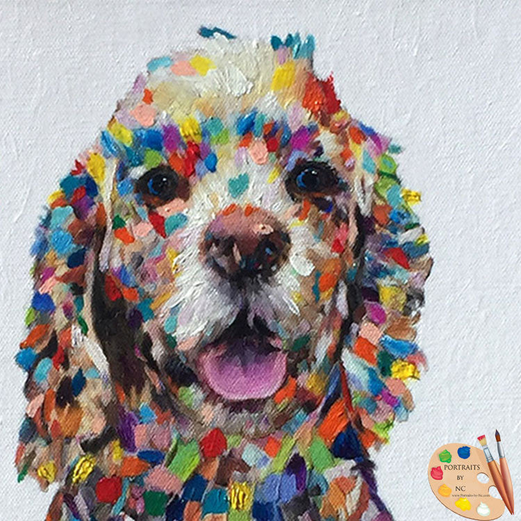 Colorful Cocker Spaniel Dog Portrait Print 371 - Portraits by NC