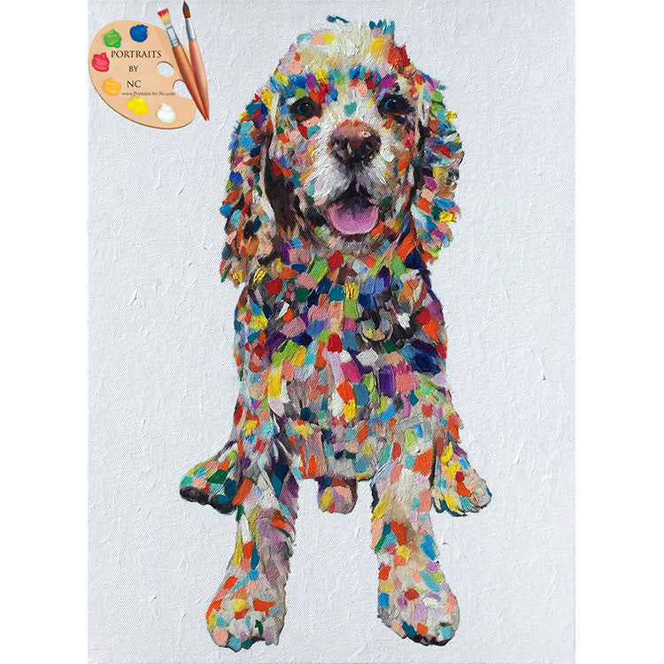 Colorful Cocker Spaniel Dog Portrait Print 371 - Portraits by NC
