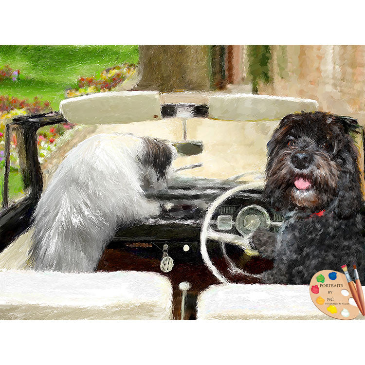 Dogs in Cars Painting